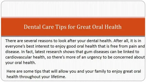 Dental Care Tips for Great Oral Health