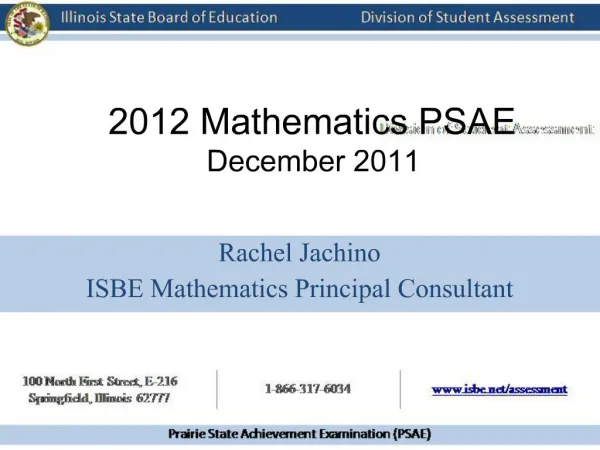 2012 Mathematics PSAE December 2011