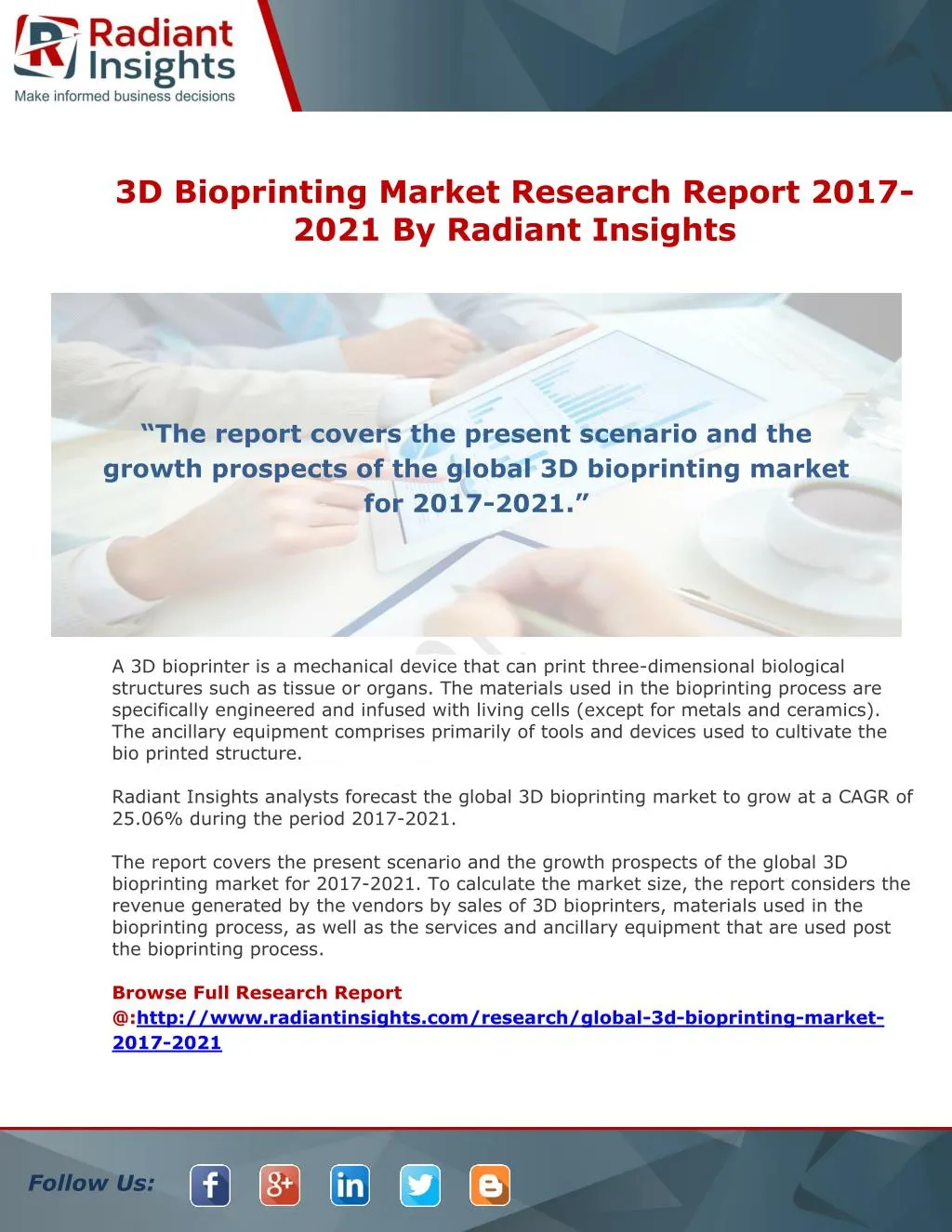 3d bioprinting market research report 2017 2021