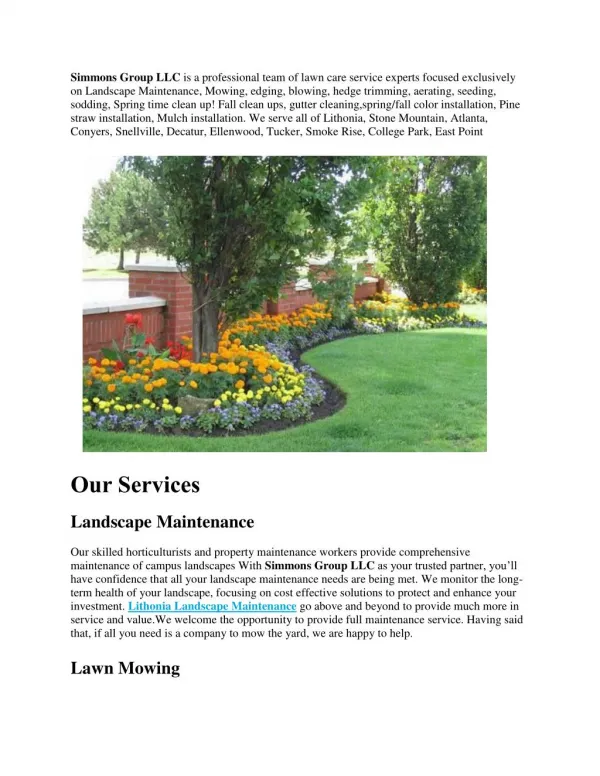 Landscape Maintenance, Lawn Mowing, Hedge Trimming