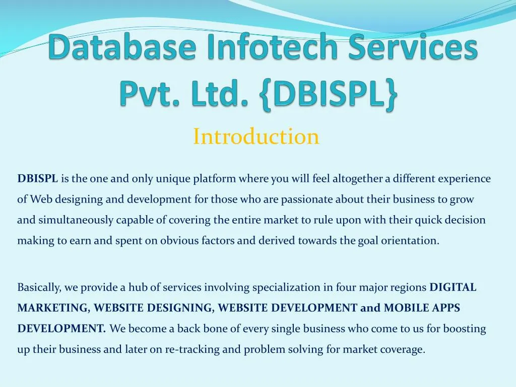 database infotech services pvt ltd dbispl