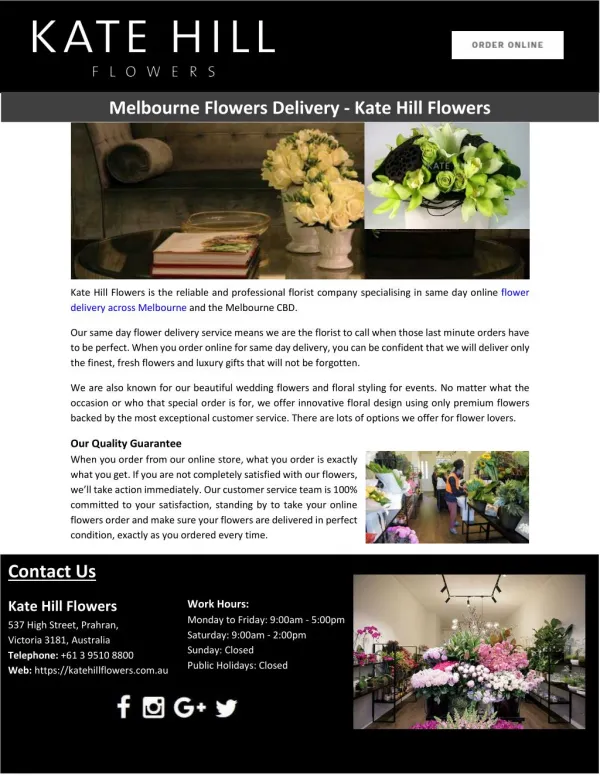 Melbourne Flowers Delivery - Kate Hill Flowers