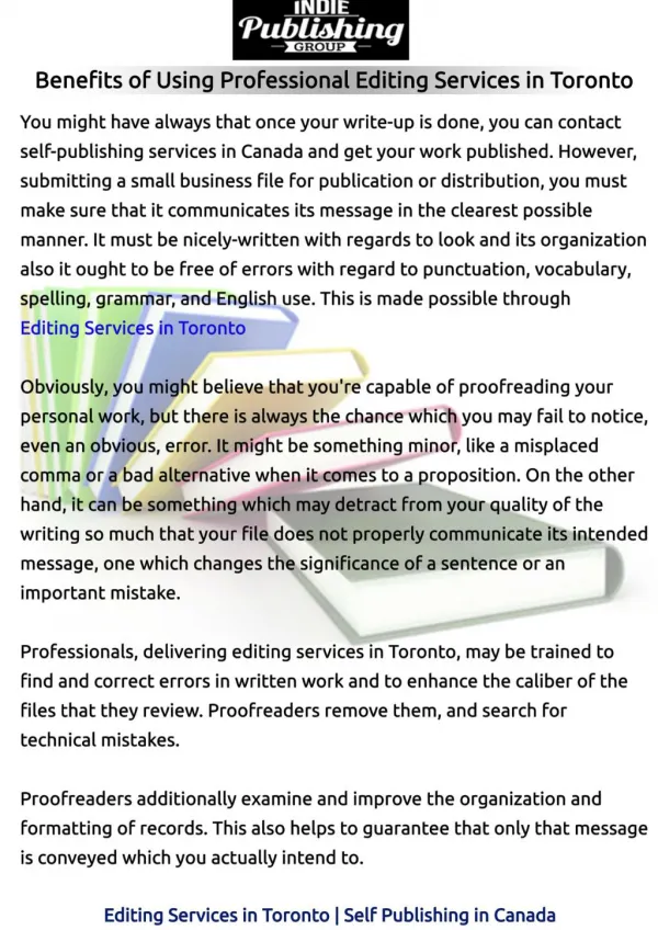 Benefits of Using Professional Editing Services in Toronto