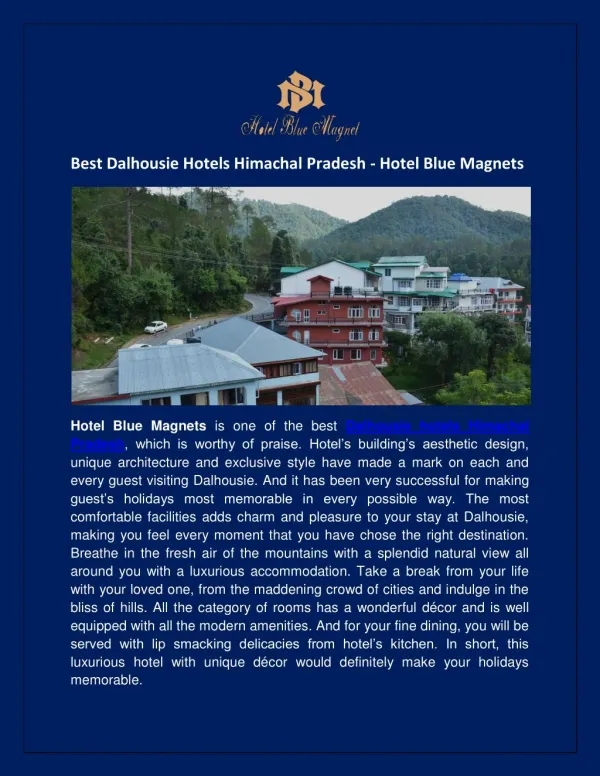 Best Dalhousie hotels Himachal Pradesh - Hotel Blue Magnets