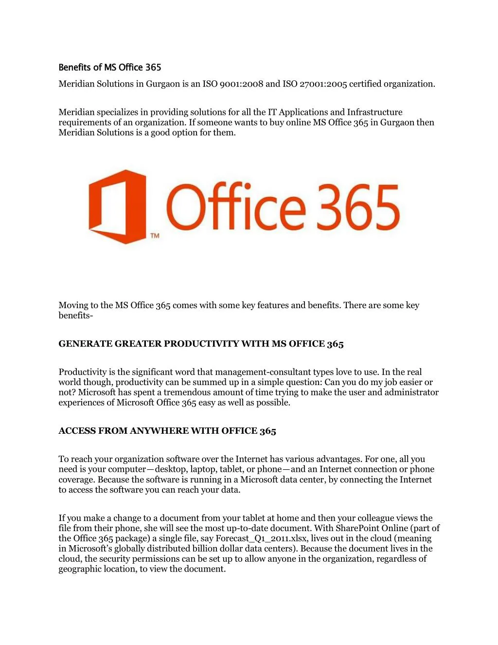 benefits of ms office meridian solutions