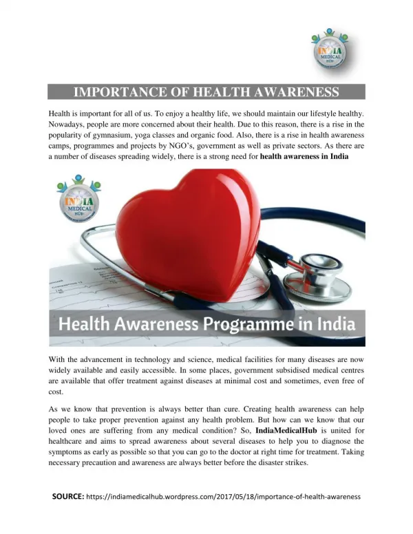 Health Awareness Programme in India