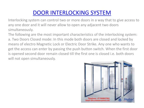 Door Interlocking System Manufacturers, Suppliers in India