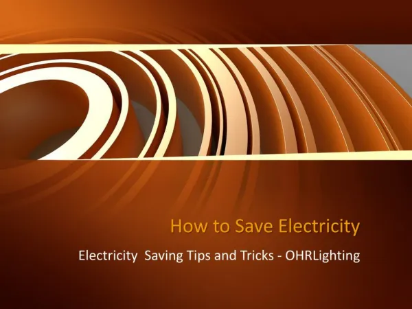 How to Save Electricity