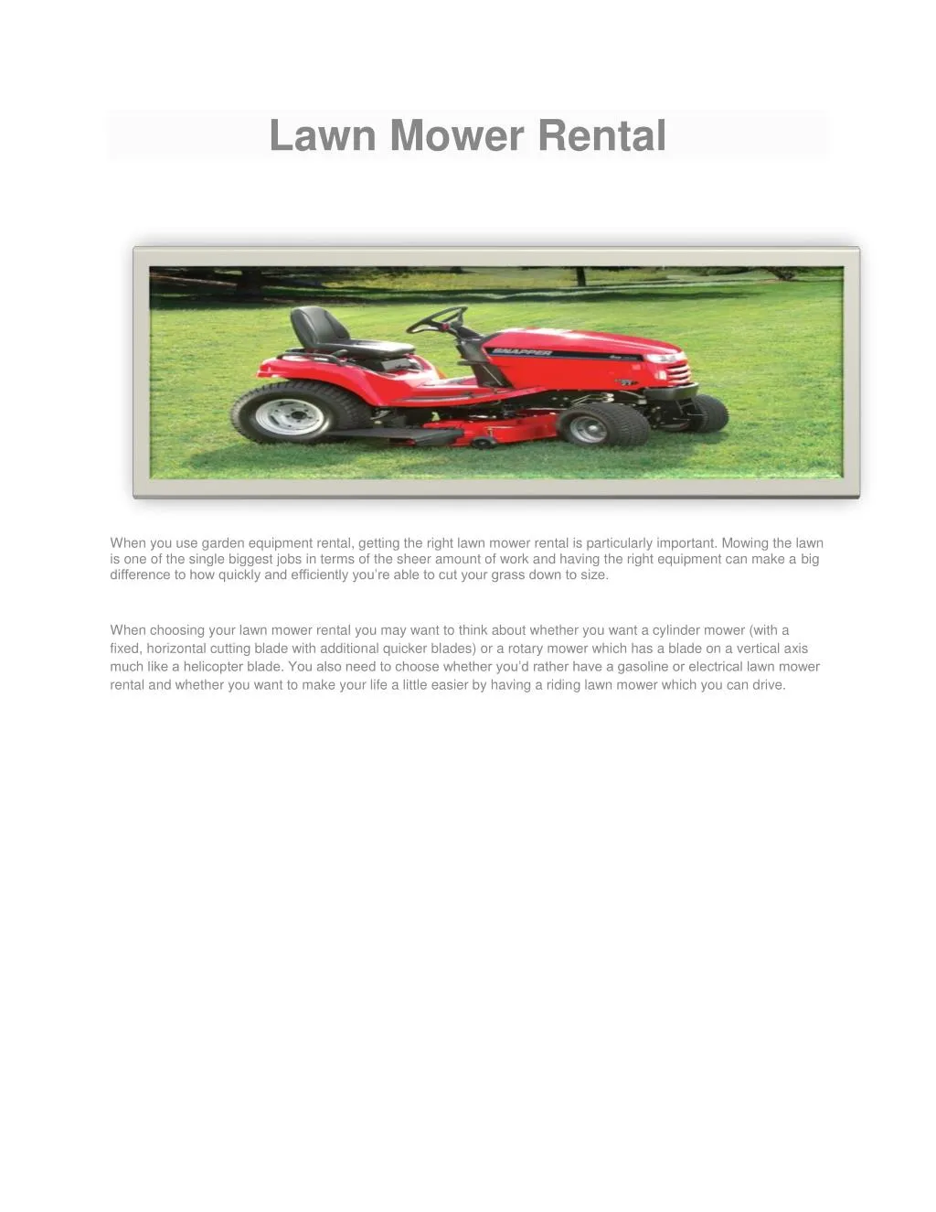 lawn mower rental