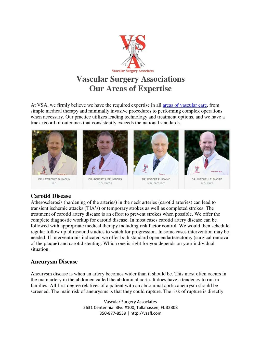 vascular surgery associations our areas
