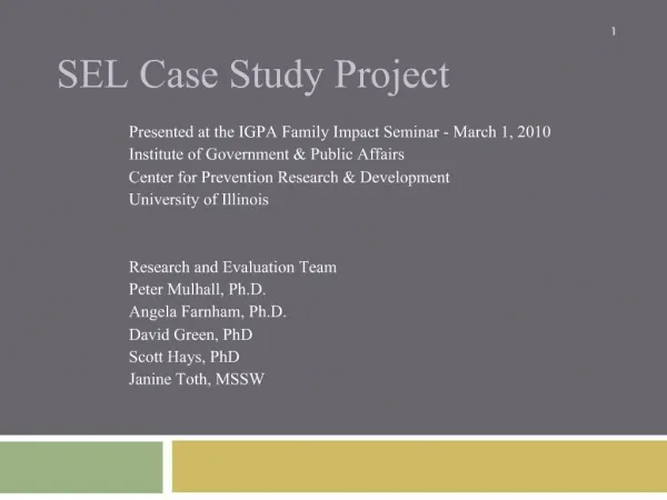 SEL Case Study Project