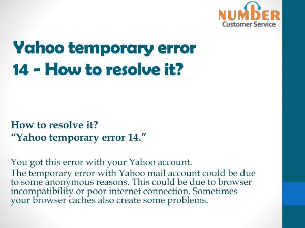 Yahoo temporary error 14 - How to resolve it?
