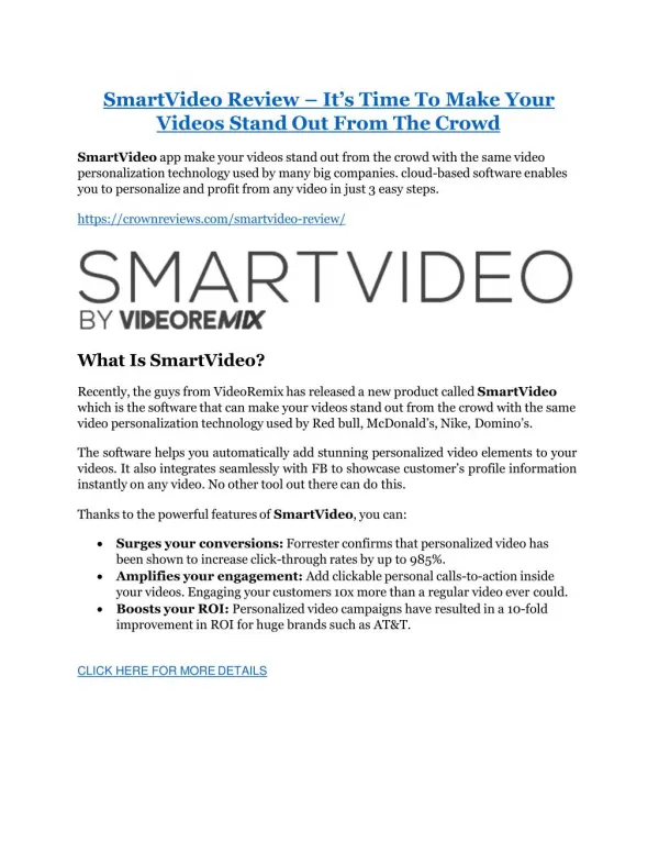 SmartVideo review and (Free) $21,400 Bonus & Discount