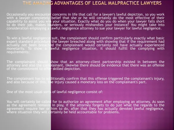 The Amazing advantages Of Legal Malpractice Lawyers