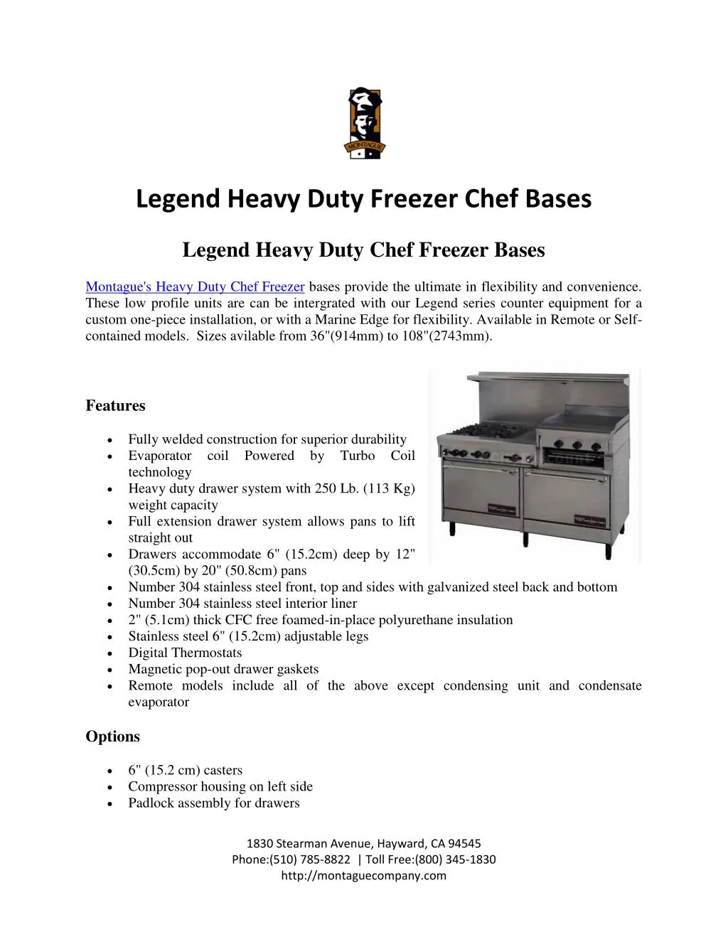 legend heavy duty freezer chef bases
