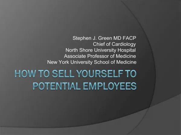 How to Sell Yourself to Potential Employees