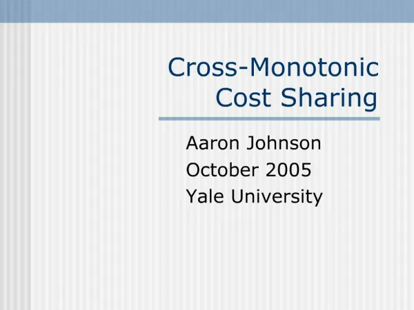 Cross-Monotonic Cost Sharing
