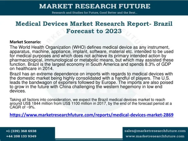 Medical Devices Market Research Report- Brazil Forecast to 2023