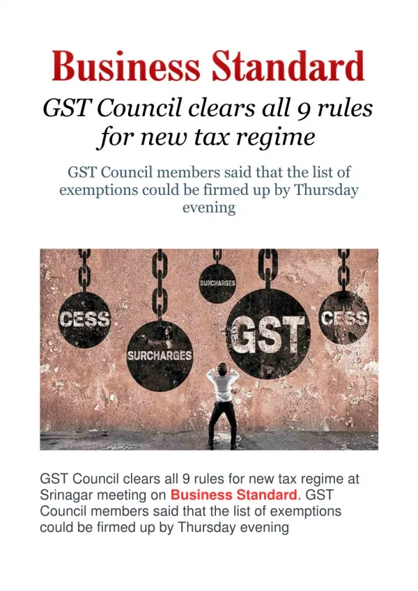 GST Council clears all 9 rules for new tax regime