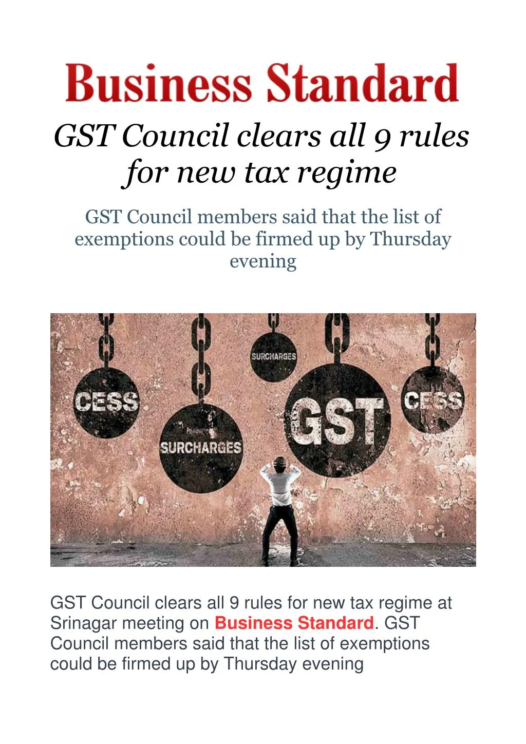 gst council clears all 9 rules for new tax regime