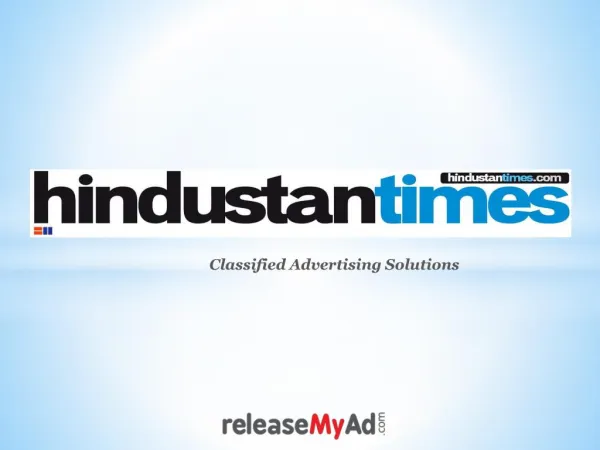 Hindustan Times Classified Ad Booking.