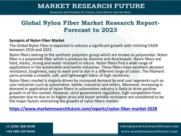 Global Nylon Fiber Market Research Report- Forecast to 2023