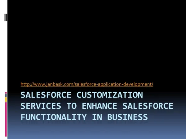 SALESFORCE CUSTOMIZATION SERVICES TO ENHANCE SALESFORCE FUNCTIONALITY IN BUSINESS