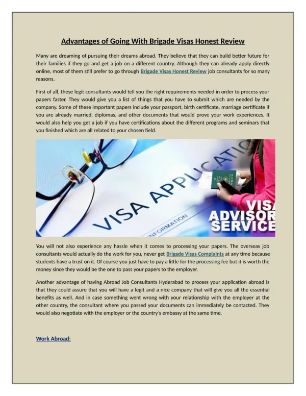 Brigade Visas Honest Review from existing customers.