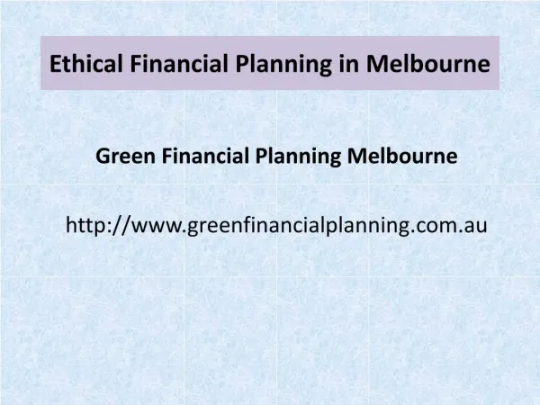Ethical Financial Planning Melbourne