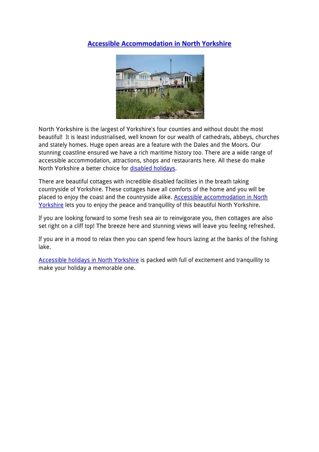 accessible accommodation in north yorkshire