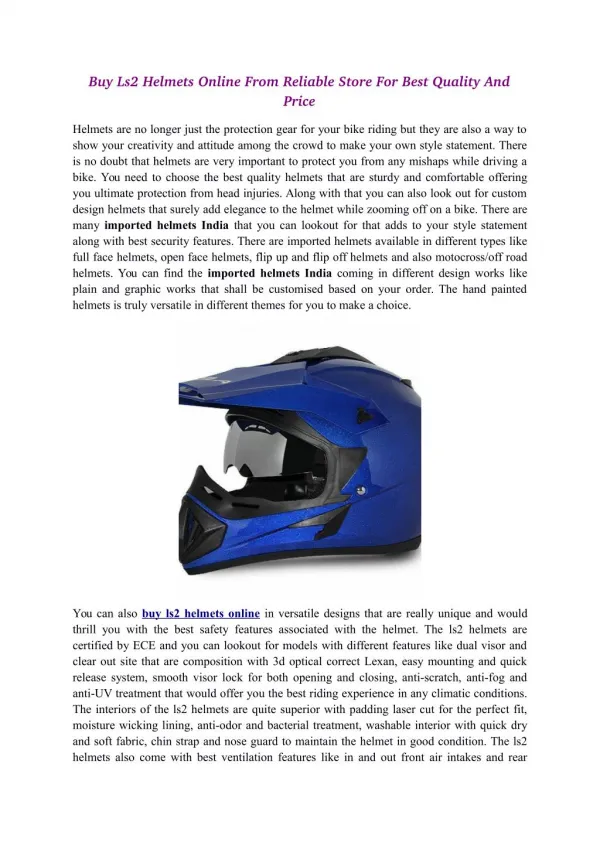 Imported Helmets in India by Customelements
