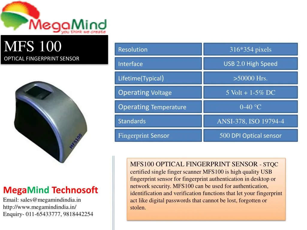 mfs 100 optical fingerprint sensor