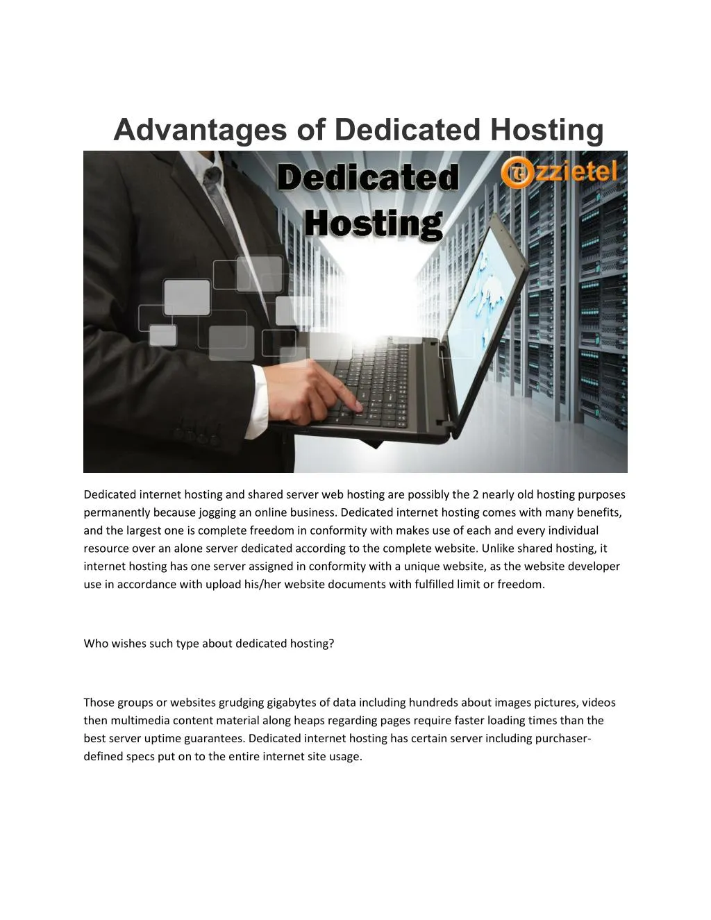 advantages of dedicated hosting