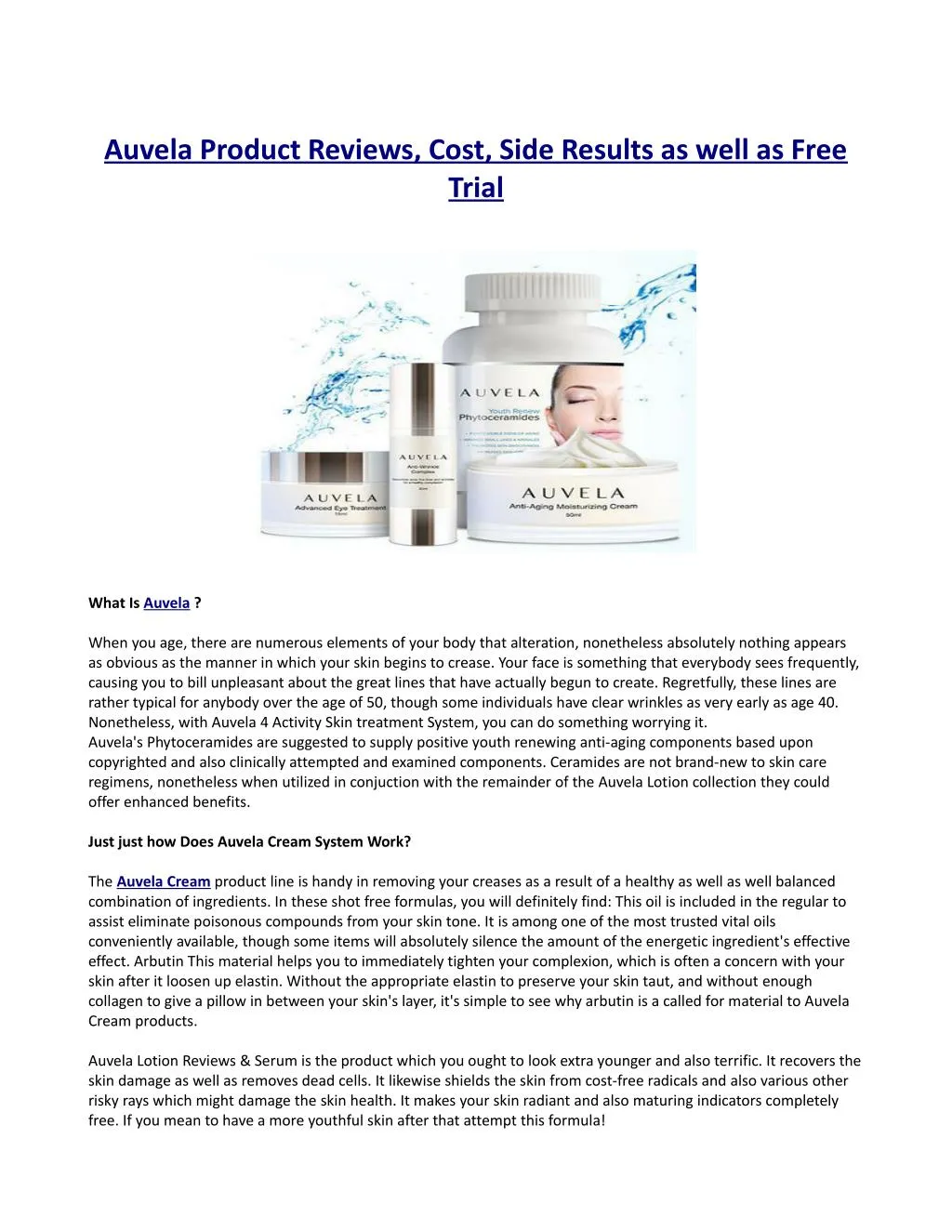 auvela product reviews cost side results as well