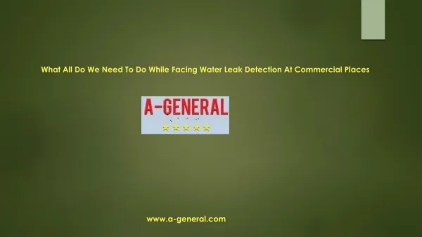 Hire A-General Commercial Plumbing Service For Water Leak Detection