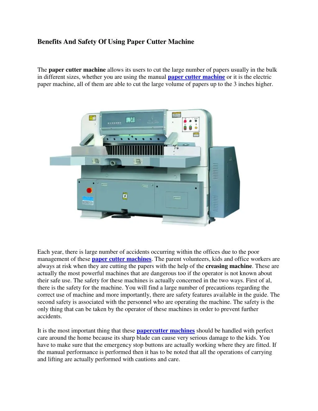 benefits and safety of using paper cutter machine