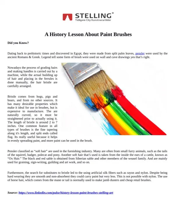 A History Lesson About Paint pensler