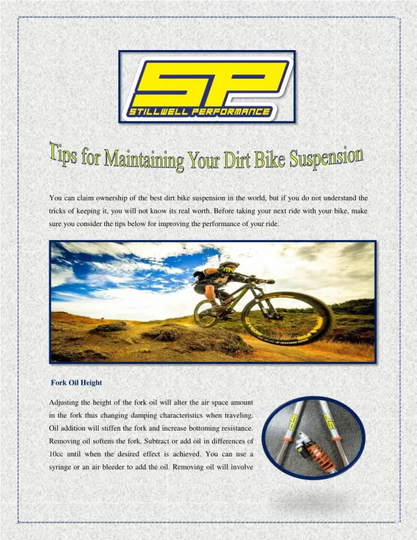 Tips for Maintaining Your Dirt Bike Suspension