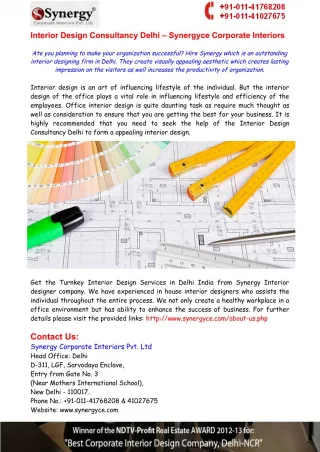 Interior Design Consultancy Delhi– Synergyce Corporate Interiors - slide 1