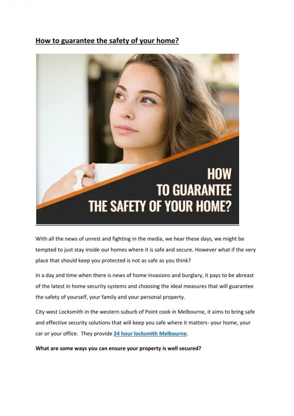 How to guarantee the safety of your home?