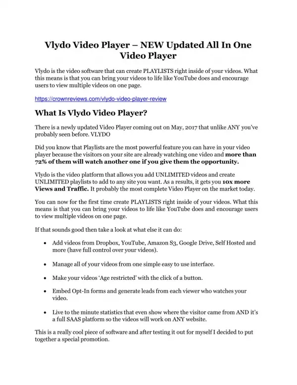 Vlydo Video Player review - Vlydo Video Player sneak peek features