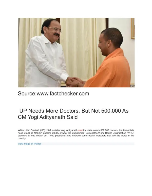 UP Needs More Doctors, But Not 500,000 As CM Yogi Adityanath Said