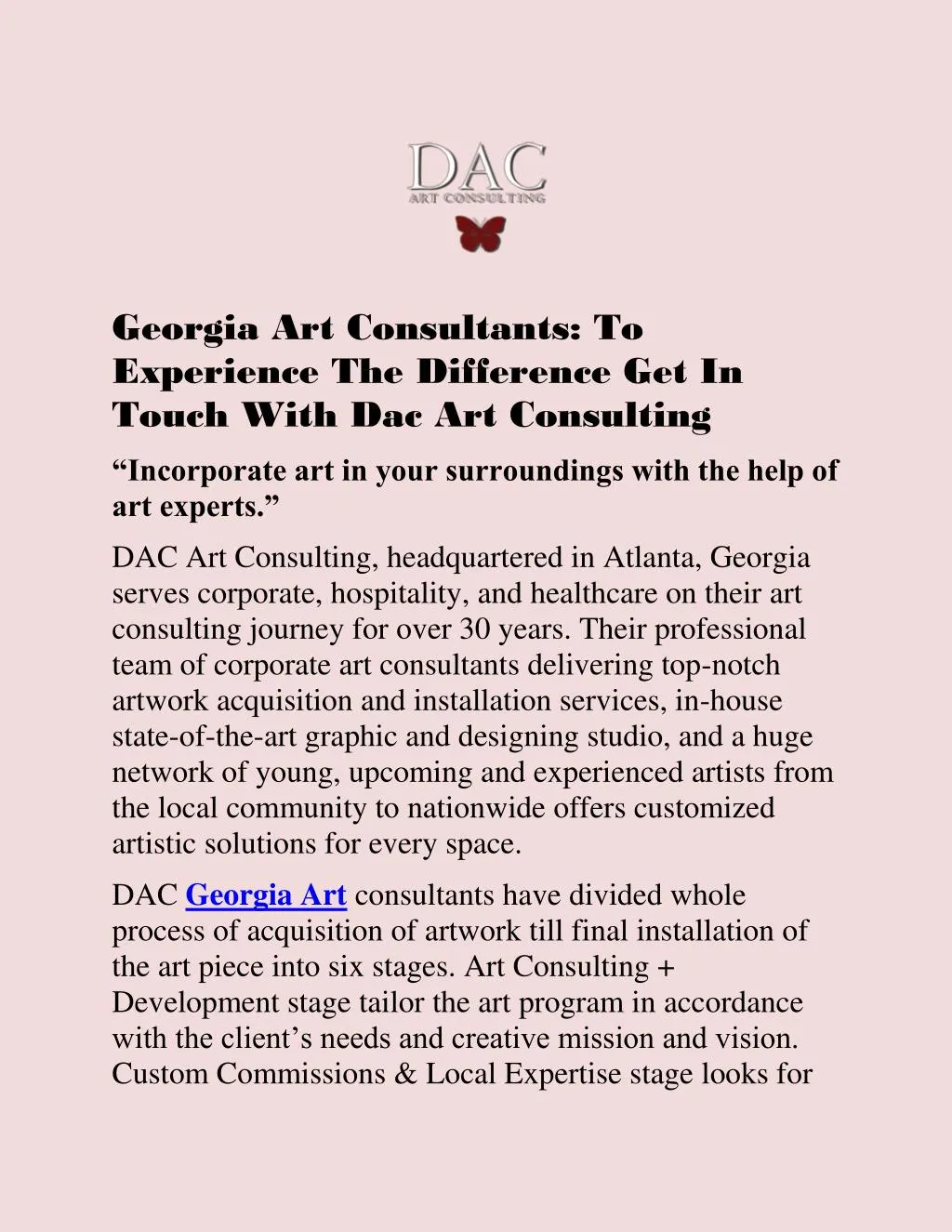 georgia art consultants to experience