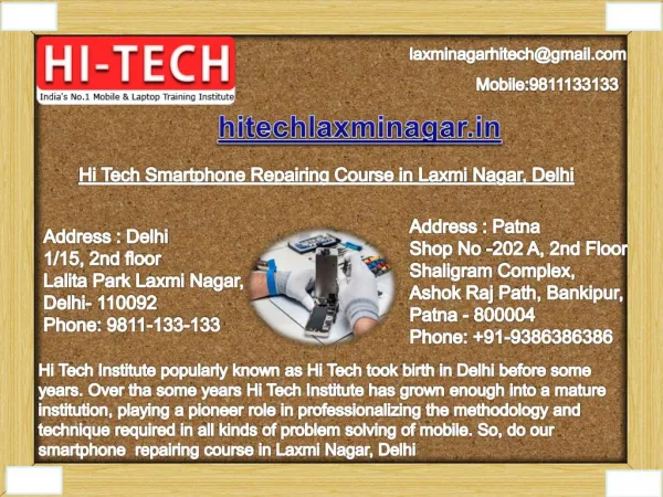 Hi Tech is Giving Most Smartphone Repairing Course in Laxmi Nagar, Delhi