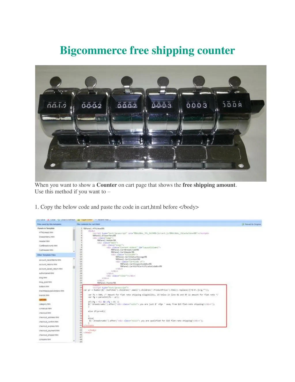 bigcommerce free shipping counter