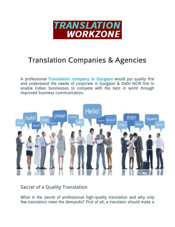 Translation Companies & Agencies in Gurgaon