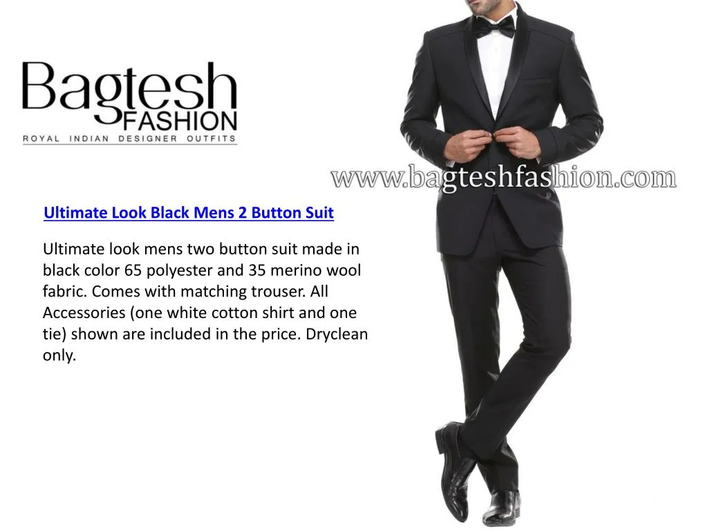 ultimate look black mens 2 button suit
