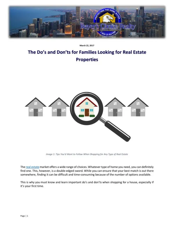 The Do’s and Don’ts for Families Looking for Real Estate Properties