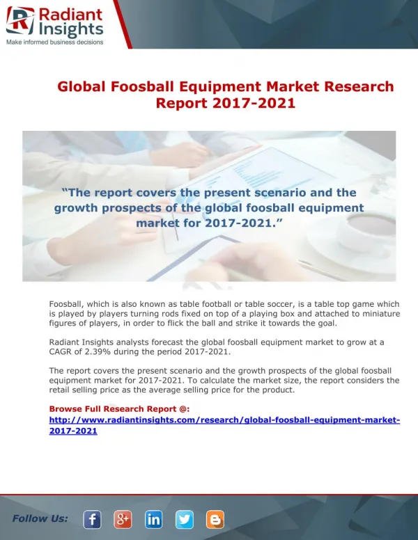 Global Foosball Equipment Market Research Report 2017-2021