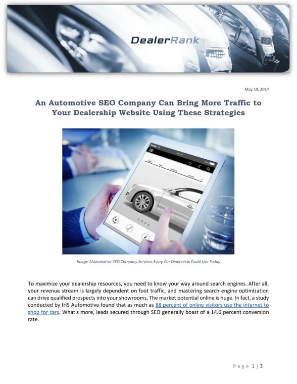 An Automotive SEO Company Can Bring More Traffic to Your Dealership Website Using These Strategies